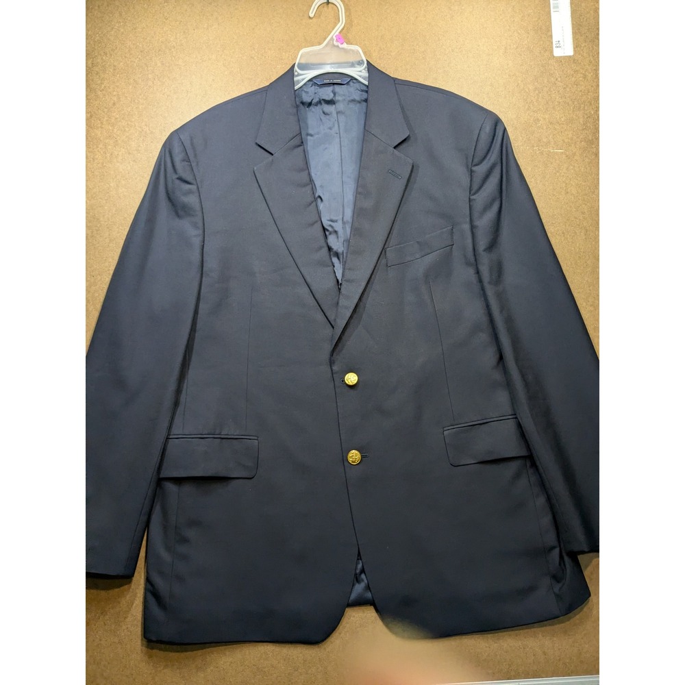 Brooks Brothers Brooksease Navy Wool Blazer Loro Piana Fabric Made in Canada